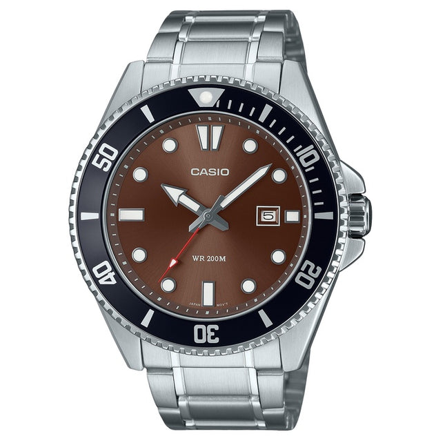 Casio Standard Analog Stainless Steel Brown Dial Quartz MDV-107D-5AV 200M Men's Watch