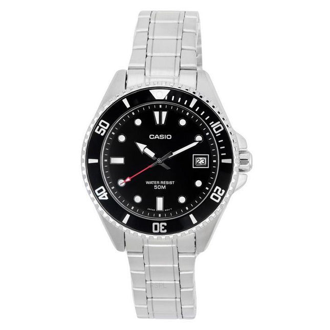 Casio Standard Analog Stainless Steel Black Dial Quartz MDV-10D-1A1 Men's Watch