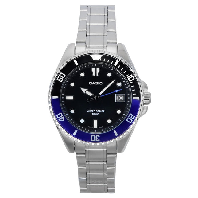 Casio Standard Analog Stainless Steel Black Dial Quartz MDV-10D-1A2 Men's Watch