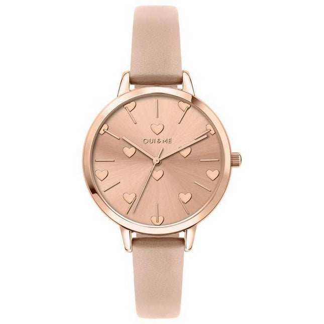 Oui & Me Petite Amourette Rose Gold Sunray Dial Leather Strap Quartz ME010106 Women's Watch