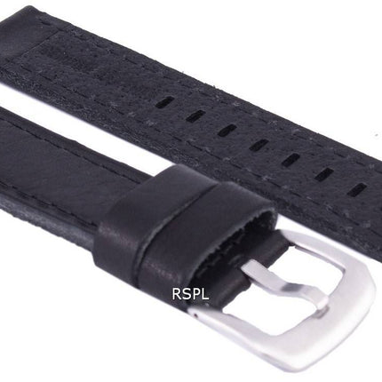 Black Ratio Brand Leather Watch Strap 20mm