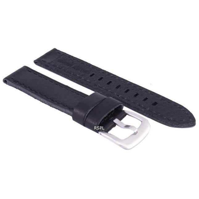 Black Ratio Brand Leather Watch Strap 20mm
