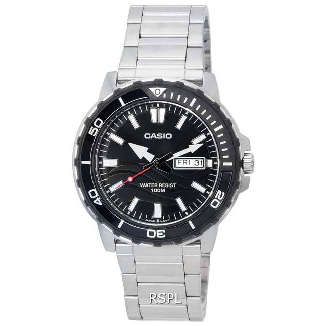 Casio Enticer Standard Analog Black Dial Quartz MTD-125D-1A1 MTD125D-1A1 100M Mens Watch