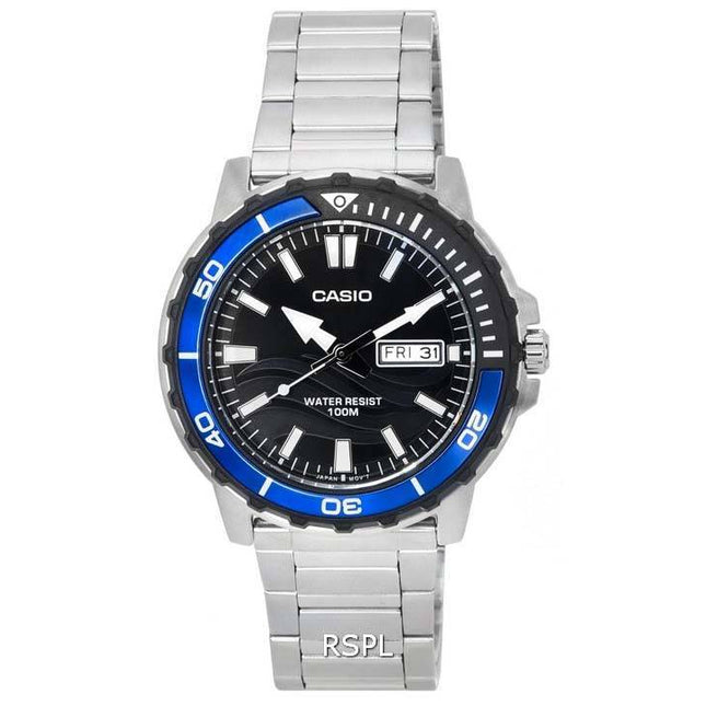 Casio Enticer Standard Analog Black Dial Quartz MTD-125D-1A2 MTD125D-1A2 100M Mens Watch