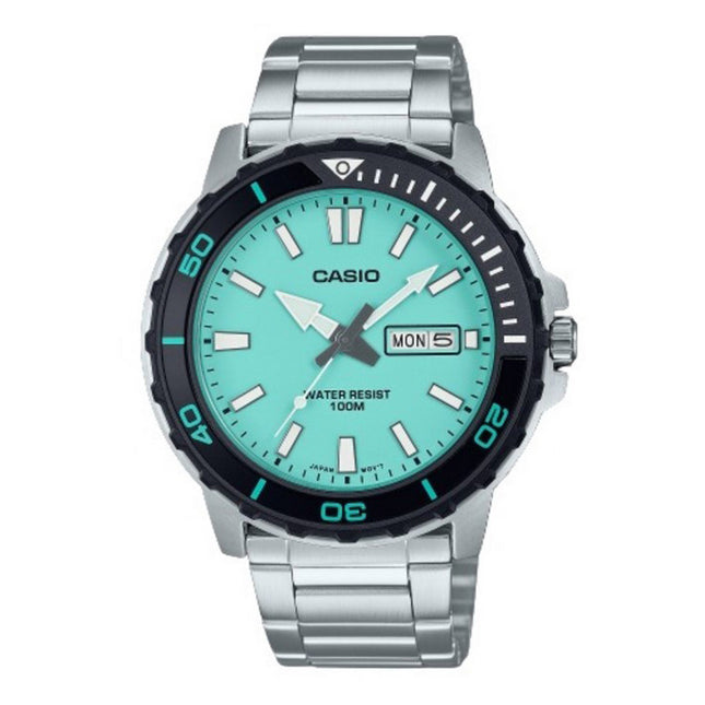 Casio Standard Analog Stainless Steel Turquoise Dial Quartz MTD-125D-2A2V 100M Men's Watch