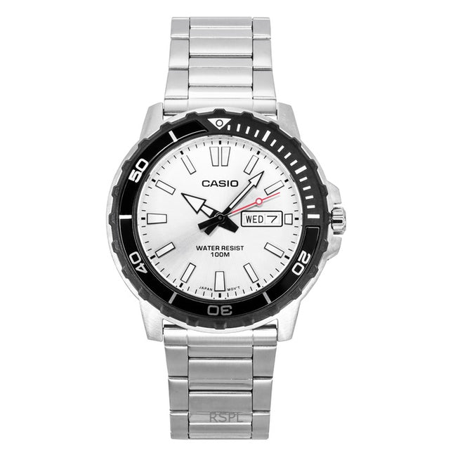 Casio Standard Analog Stainless Steel Silver Dial Quartz MTD-125D-7AV 100M Men's Watch