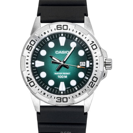 Casio Standard Analog Resin Strap Green Dial Quartz MTD-140-3AV 100M Men's Watch