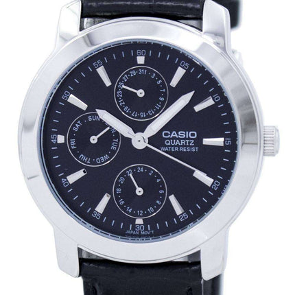 Casio Enticer Quartz Multi Dial Leather Strap MTP-1192E-1ADF MTP-1192E-1A Mens Watch