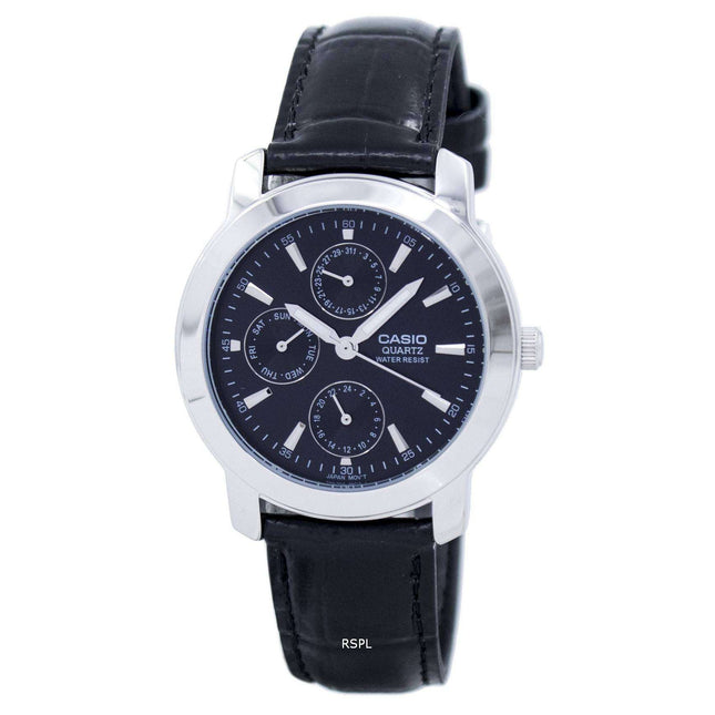 Casio Enticer Quartz Multi Dial Leather Strap MTP-1192E-1ADF MTP-1192E-1A Mens Watch