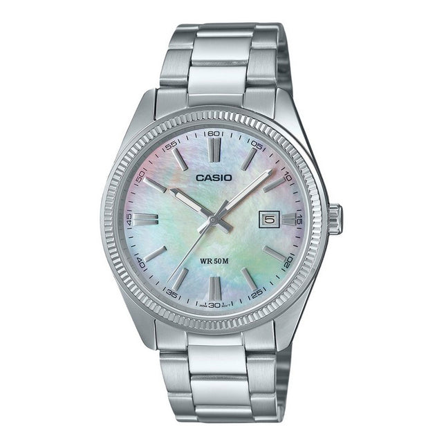Casio Standard Analog Ion Plated Stainless Steel Mother Of Pearl Quartz MTP-1302DS-7AV Men's Watch