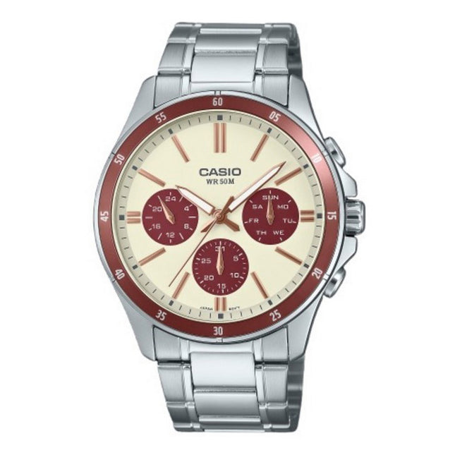 Casio Standard Analog Ion Plated Stainless Steel Cream Dial Quartz MTP-1374D-5A2V Men's Watch