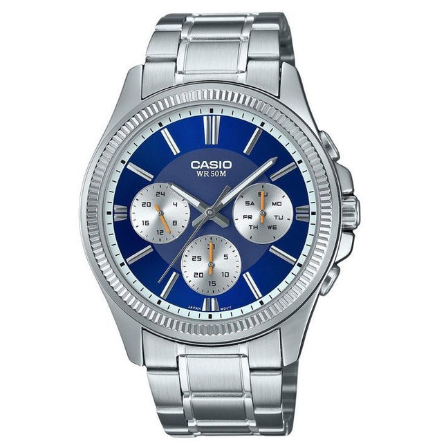 Casio Enticer Analog Stainless Steel Blue Dial Quartz MTP-1375D-2A1 Men's Watch