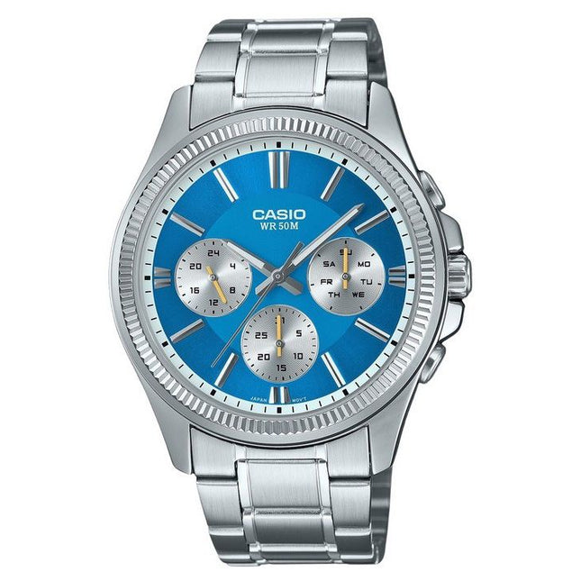 Casio Enticer Analog Stainless Steel Ice Blue Dial Quartz MTP-1375D-2A2 Men's Watch