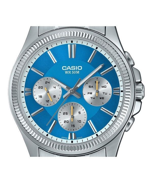 Casio Enticer Analog Stainless Steel Ice Blue Dial Quartz MTP 1375D 2A