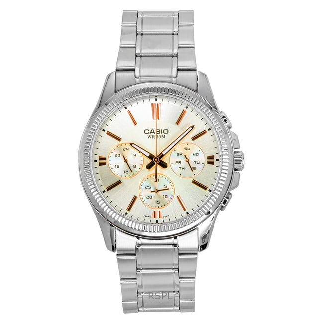 Casio Enticer Analog Stainless Steel Silver Dial Quartz MTP-1375D-7A2V Men's Watch