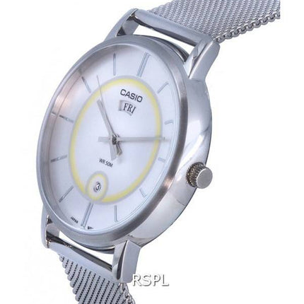 Casio Analog Stainless Steel Mesh Silver Dial Quartz MTP-B120M-7A MTPB120M-7 Mens Watch