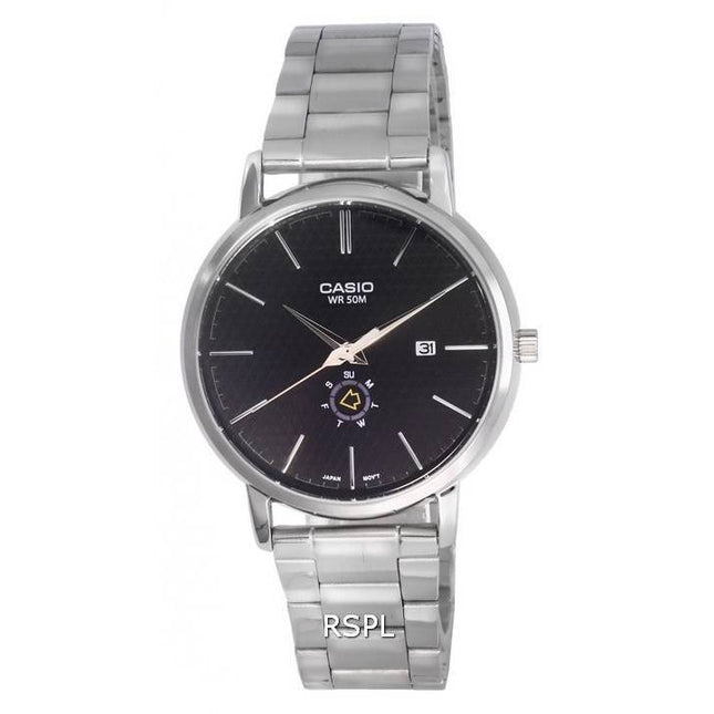 Casio Analog Stainless Steel Black Dial Quartz MTP-B125D-1A MTPB125D-1 Mens Watch