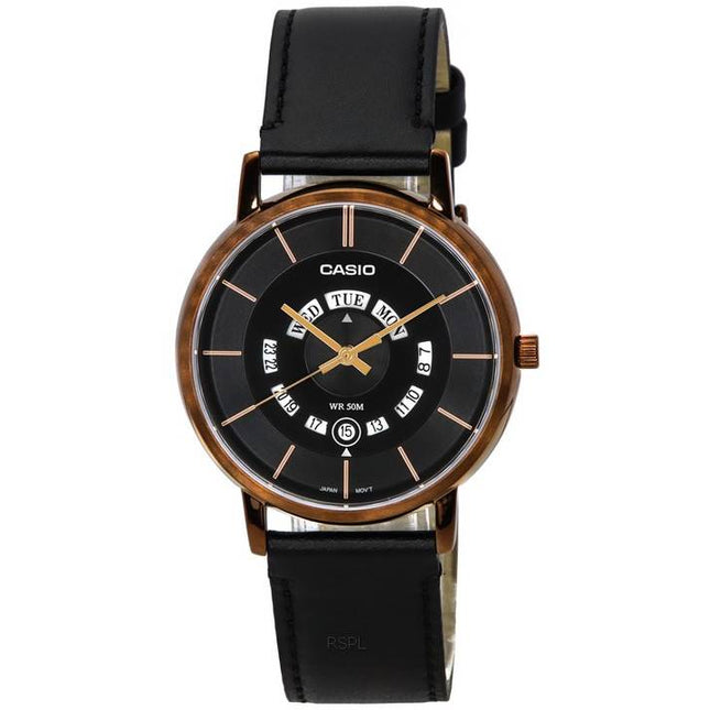 Casio Standard Analog Leather Strap Black Dial Quartz MTP-B135RL-1A MTPB135RL-1 Men's Watch
