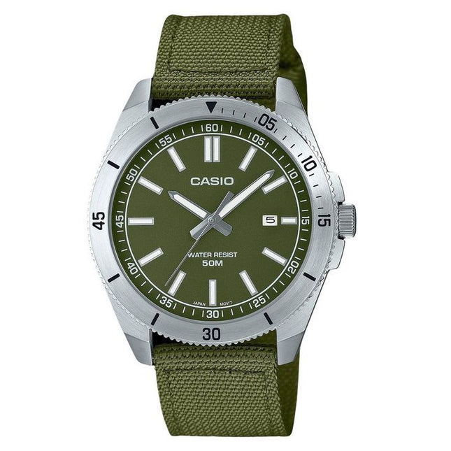 Casio Standard Analog Cloth Strap Green Dial Quartz MTP-B155C-3E Mens Watch