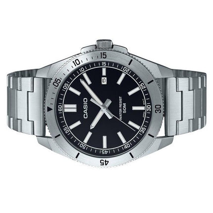 Casio Standard Analog Stainless Steel Black Dial Quartz MTP-B155D-1E Men's Watch