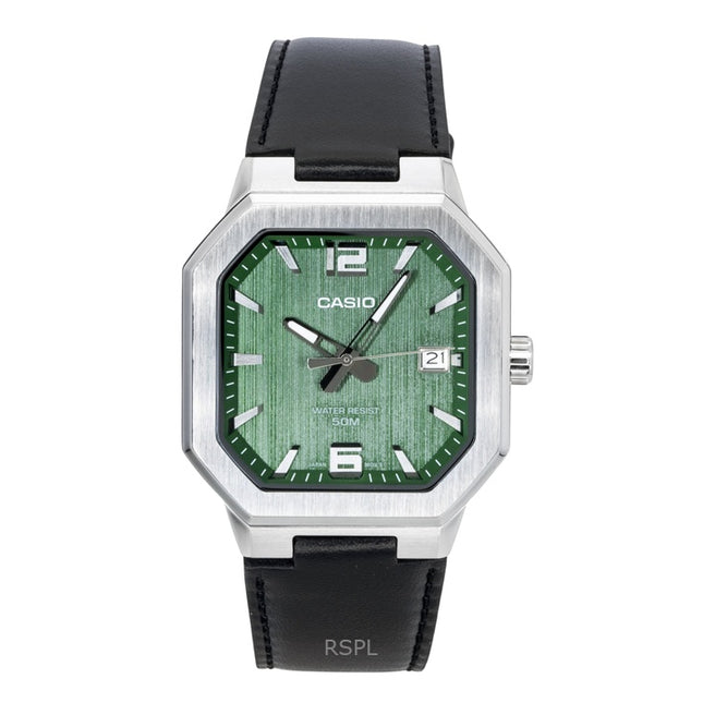 Casio Analog Leather Strap Green Dial Quartz MTP-B195L-3AV Men's Watch