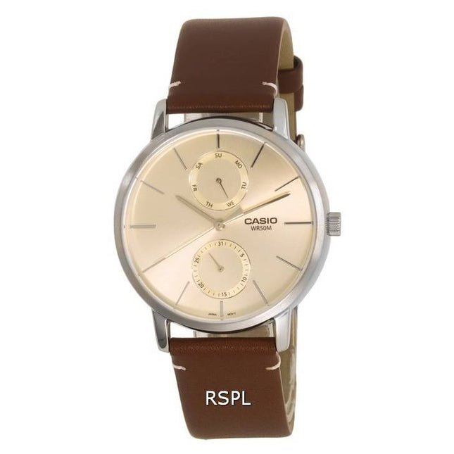 Casio Analog Leather Gold Tone Dial Quartz MTP-B310L-9A MTPB310L-9 Mens Watch