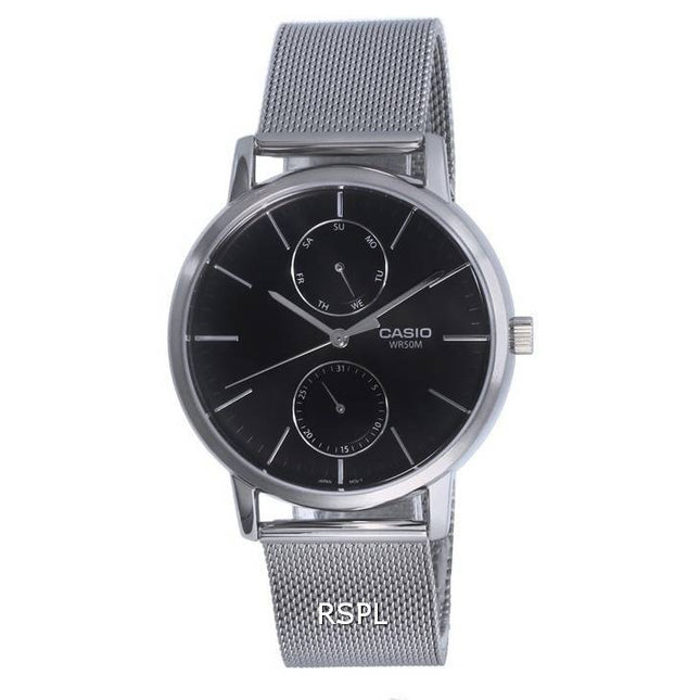 Casio Analog Stainless Steel Mesh Black Dial Quartz MTP-B310M-1A MTPB310M-1 Mens Watch