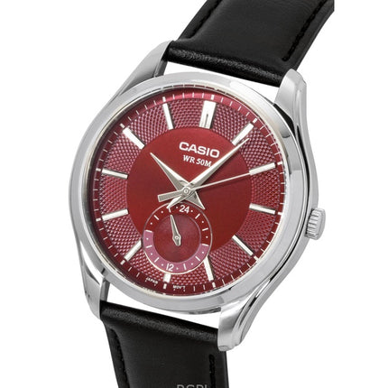 Casio Analog Leather Strap Red Dial Quartz MTP-B315L-4AV Men's Watch