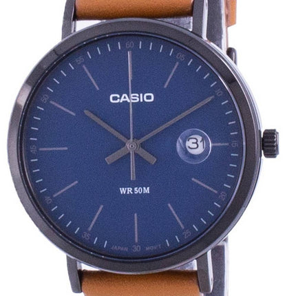 Casio Analog Blue Dial Leather Strap MTP-E175BL-2E MTPE175BL-2 Mens Watch