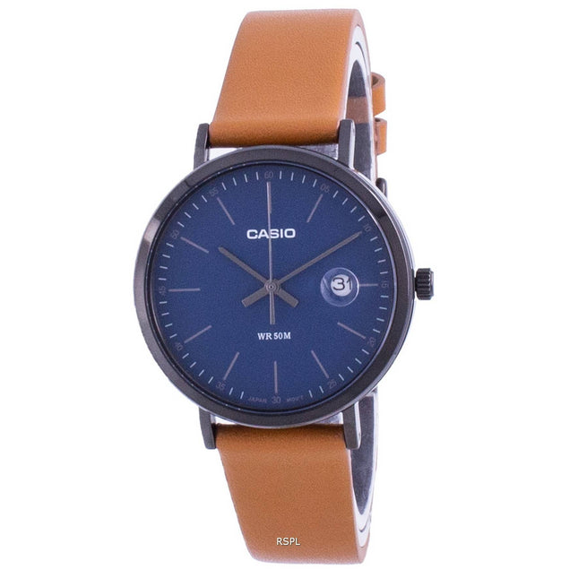 Casio Analog Blue Dial Leather Strap MTP-E175BL-2E MTPE175BL-2 Mens Watch