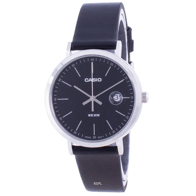 Casio Analog Black Dial Leather Strap MTP-E175L-1E MTPE175L-1 Mens Watch