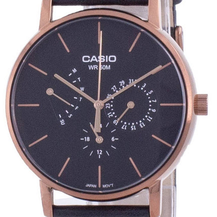 Casio Multi Hands Black Dial Leather Strap Quartz MTP-E320RL-1E MTPE320RL-1 Mens Watch