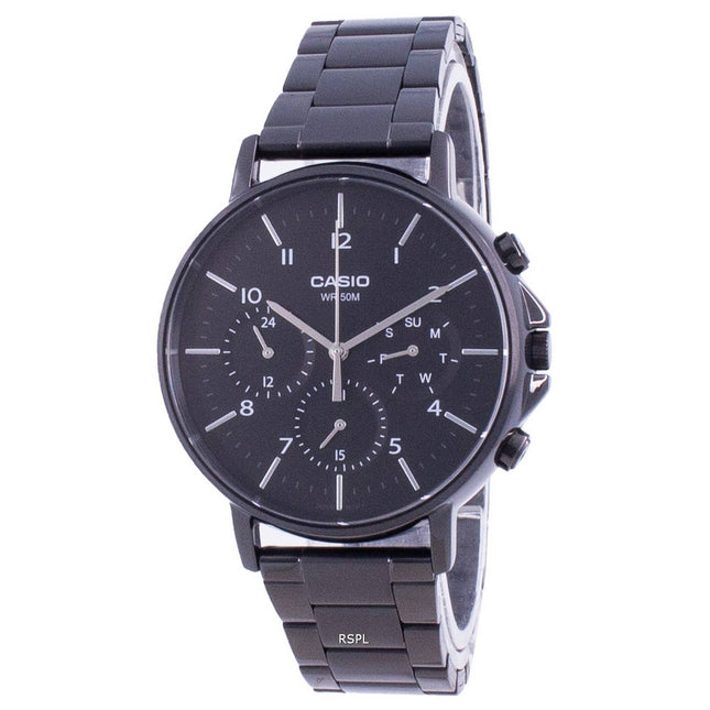 Casio Multi Hands Black Dial Stainless Steel Quartz MTP-E321B-1A MTPE321B-1 Mens Watch