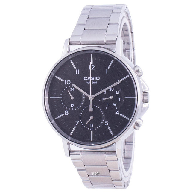 Casio Multi Hands Black Dial Stainless Steel Quartz MTP-E321D-1A MTPE321D-1 Mens Watch