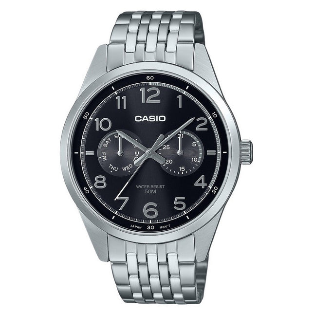 Casio Standard Analog Stainless Steel Black Dial Quartz MTP-E340D-1AV Men's Watch