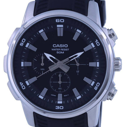 Casio Chronograph Resin Strap Analog MTP-E505-1A MTPE505-1 Mens Watch