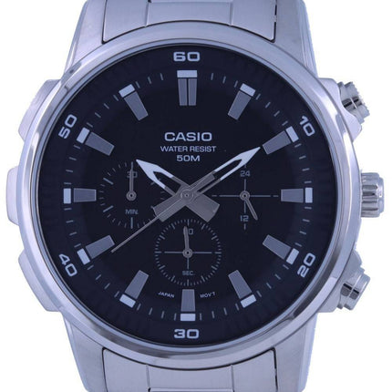 Casio Chronograph Stainless Steel Analog MTP-E505D-1A MTPE505D-1 Mens Watch
