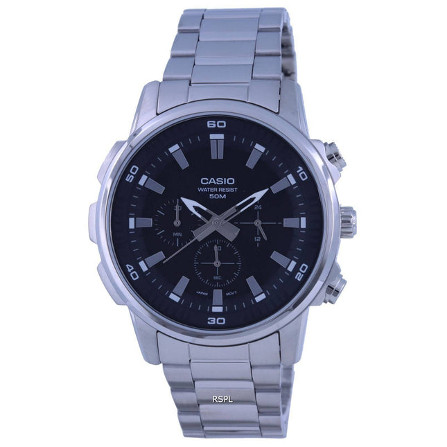Casio Chronograph Stainless Steel Analog MTP-E505D-1A MTPE505D-1 Mens Watch