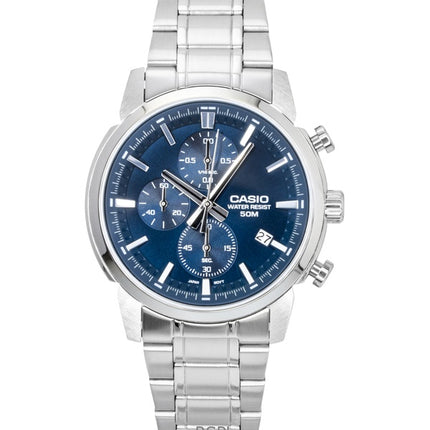 Casio Analog Chronograph Stainless Steel Blue Dial Quartz MTP-E510D-2A2V Men's Watch