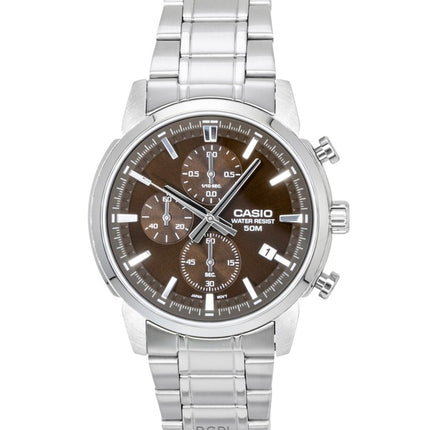 Casio Chronograph Analog Stainless Steel Brown Dial Quartz MTP-E510D-5AV Men's Watch