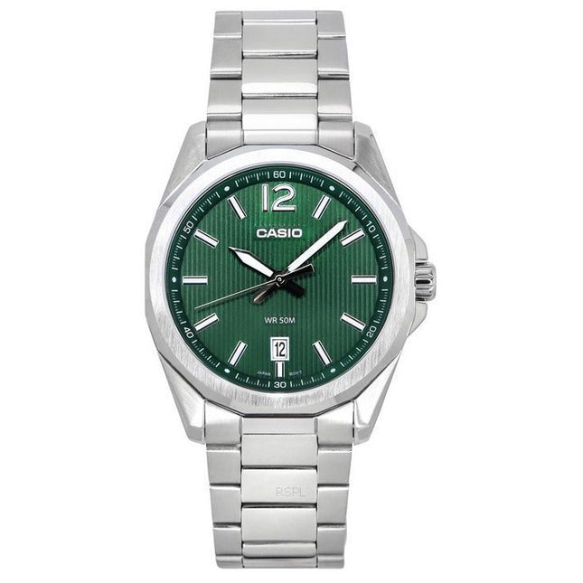 Casio Standard Analog Stainless Steel Green Dial Quartz MTP-E725D-3A Men's Watch