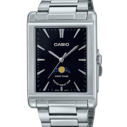 Casio Standard Analog Moon Phase Stainless Steel Black Dial Quartz MTP-M105D-1A Men's Watch