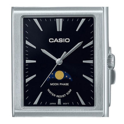 Casio Standard Analog Moon Phase Stainless Steel Black Dial Quartz MTP-M105D-1A Men's Watch