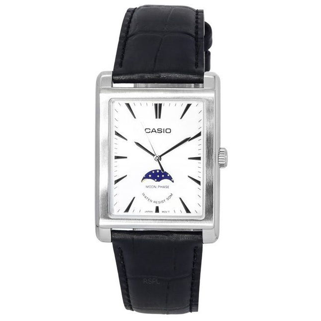 Casio Standard Analog Leather Strap Moon Phase Silver Dial Quartz MTP-M105L-7A Unisex Watch