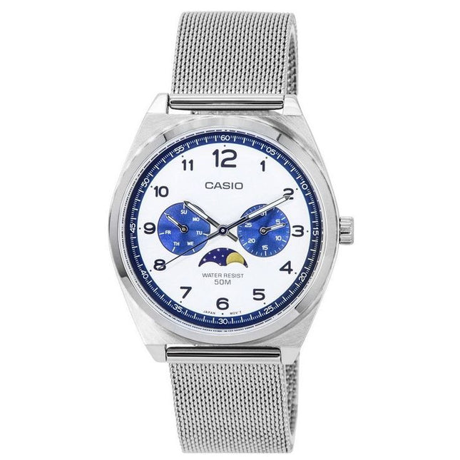 Casio Standard Analog Moon Phase White Dial Quartz MTP-M300M-7A Men's Watch