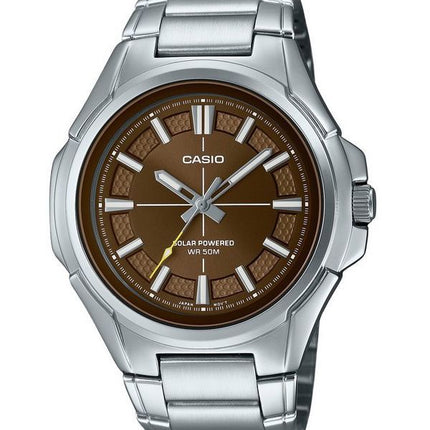 Casio Standard Analog Stainless Steel Brown Dial Solar MTP-RS100D-5AV Men's Watch