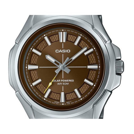 Casio Standard Analog Stainless Steel Brown Dial Solar MTP-RS100D-5AV Men's Watch