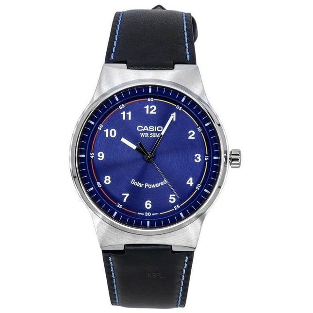 Casio Standard Analog Leather Strap Blue Dial Solar Powered MTP-RS105L-2B Men's Watch