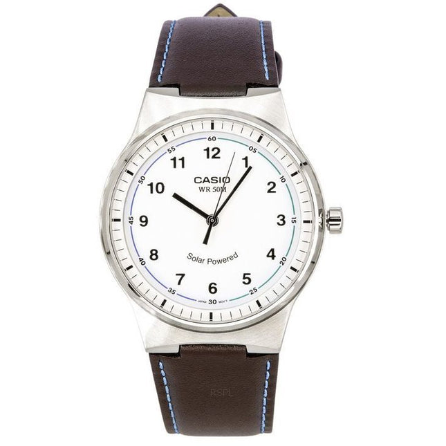 Casio Standard Analog Leather Strap White Dial Solar Powered MTP-RS105L-7B Men's Watch