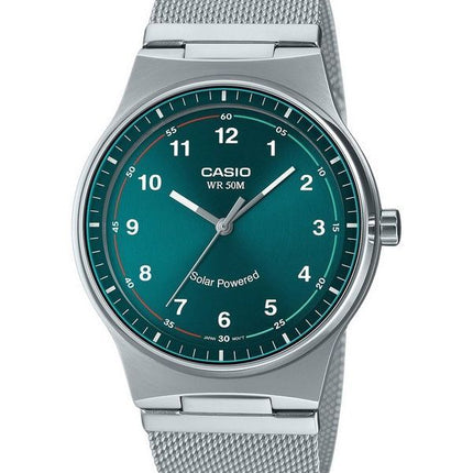 Casio Standard Analog Stainless Steel Green Dial Solar MTP-RS105M-3BV Men's Watch